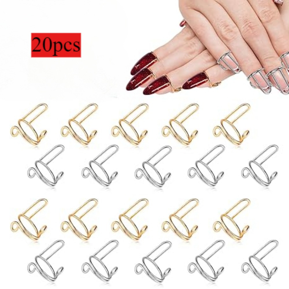 

Set Of 20 Nail Rings Featuring Attached Nails, Adjustable , Suitable For Wudu. Reusable And Detachable Fingernail Rings A Pack Of 10 Golden And .