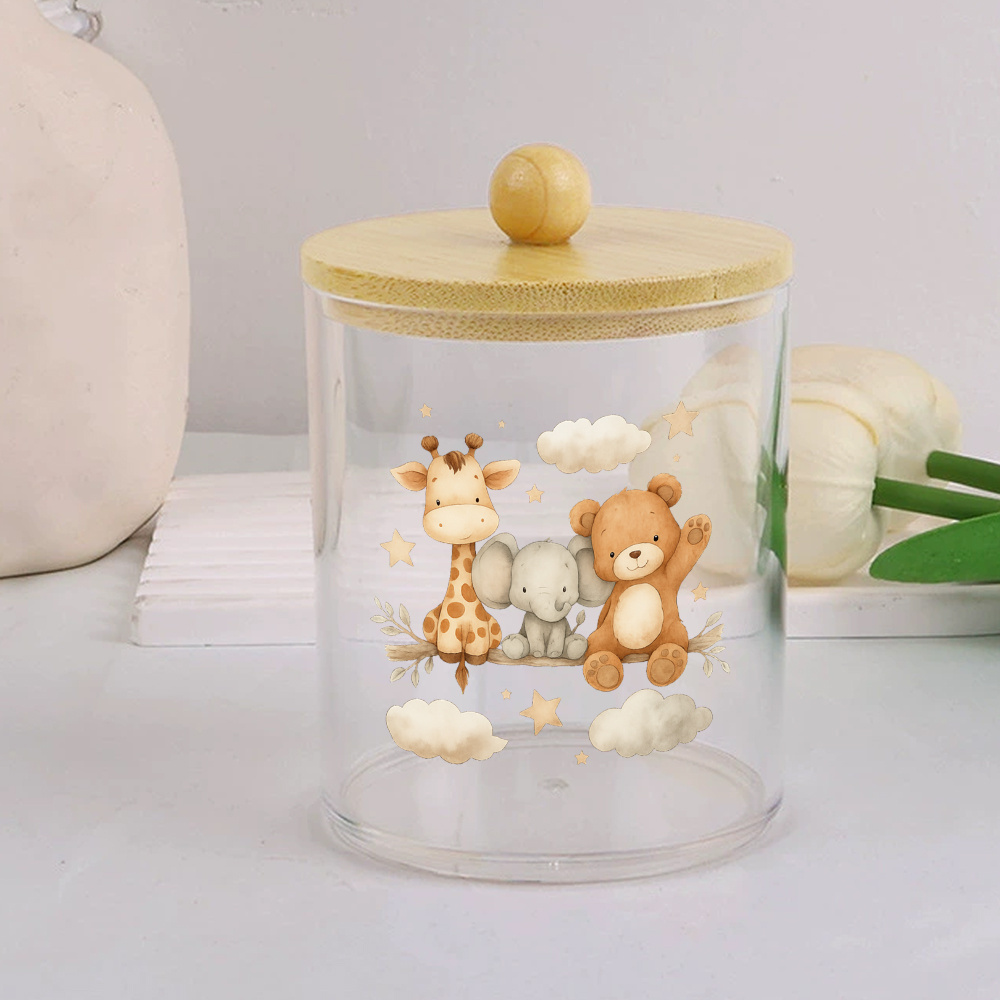 Image of Giraffe, Elephant And Teddy , Bathroom Decor. Small Jars With Lids, And Bathroom Canisters For Countertop, A Must-have For Restroom Decor And Additions, Ideal For Bathroom Organization And Storage