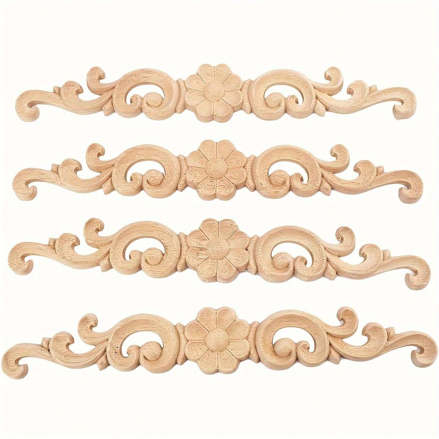 Image of 4pcs Wooden Carved Inlays For Drawers, Doors, Cupboards, Mirrors, Dressers, Fireplaces
