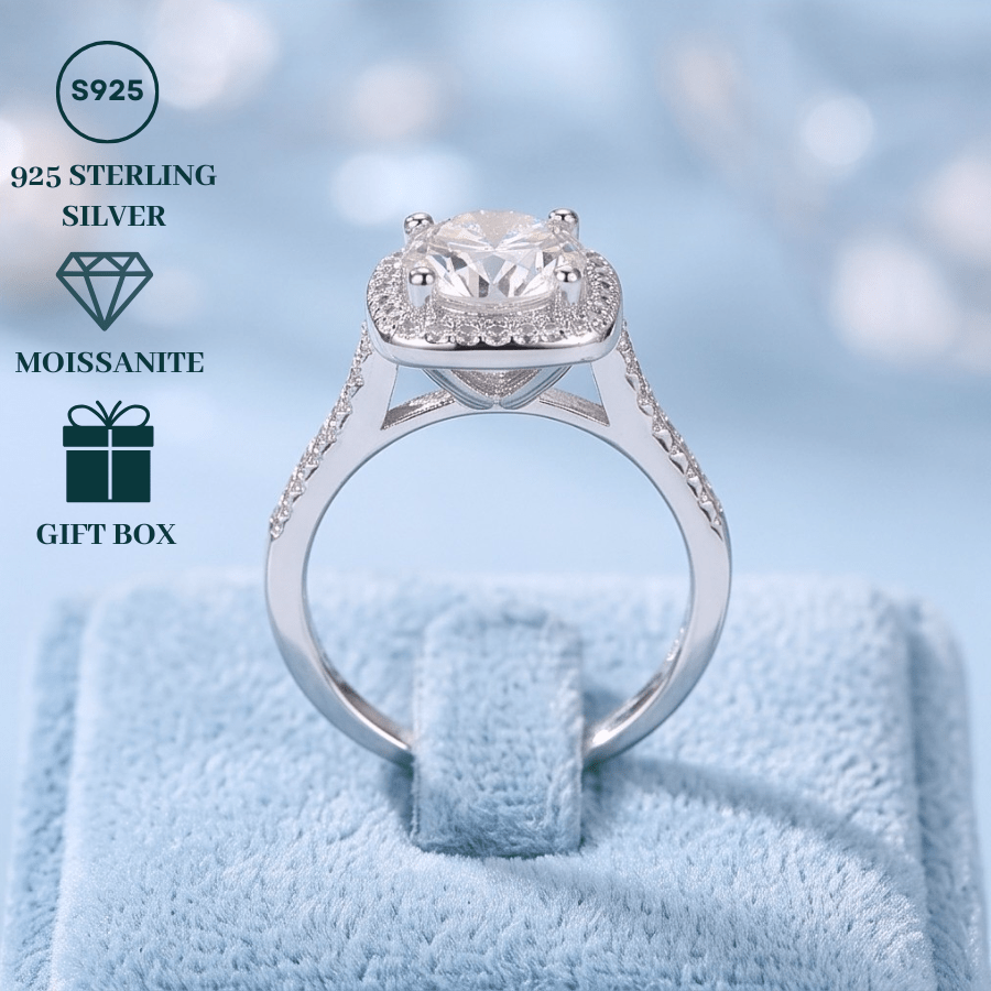 Stylish White Synthetic Moissanite Square-Shaped Ring, Gift for Her
