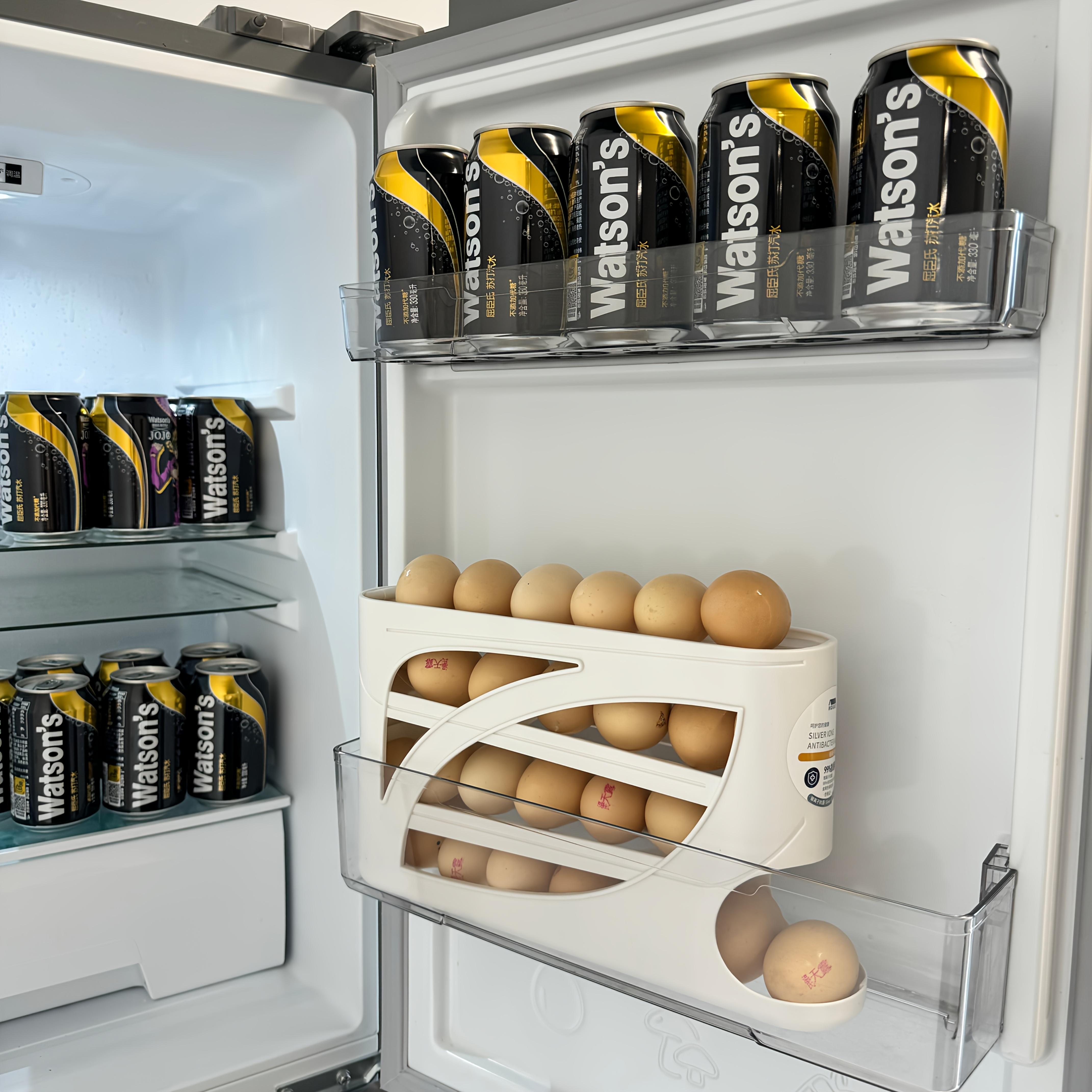 TEMU 1pc Rack- Space-saving Side Door Design, Holds 30 Eggs, Smooth& Shiny Finish, Convenient Handle, Suitable For Kitchen& Refrigerator Storage|