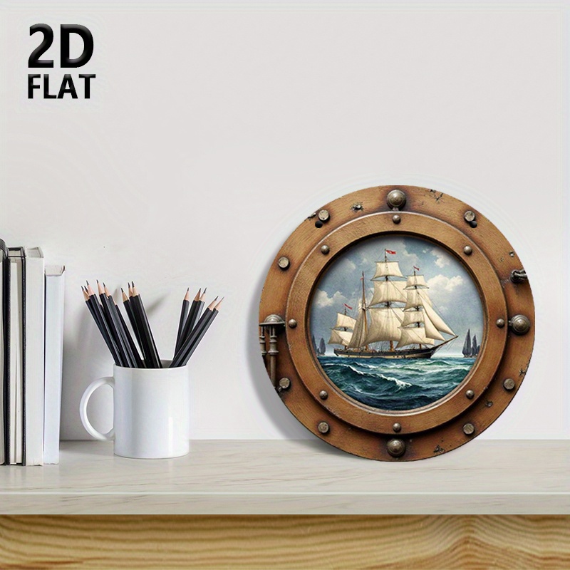 TEMU Letrero de pared artístico de madera, 2D, náutico bohemio - , adecuado para decoración de puertas y granja, decoración con diseño de escotilla,
