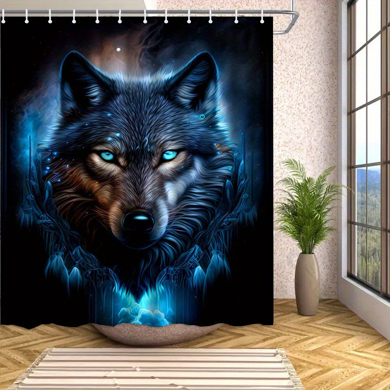 TEMU 1pc A Shower Curtain Featuring A Design, Complete With Hooks, Suitable For Washing, Serving As A Bath Divider, And Enhancing Bathroom Decor