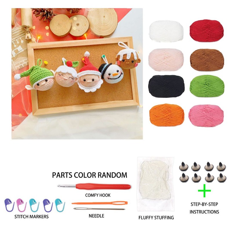 Image of New Crochet Material Pack, Wool Crochet Set, Beginner Crochet Kit, With Text Tutorials (not Finished Product, Needs To Be Crocheted)