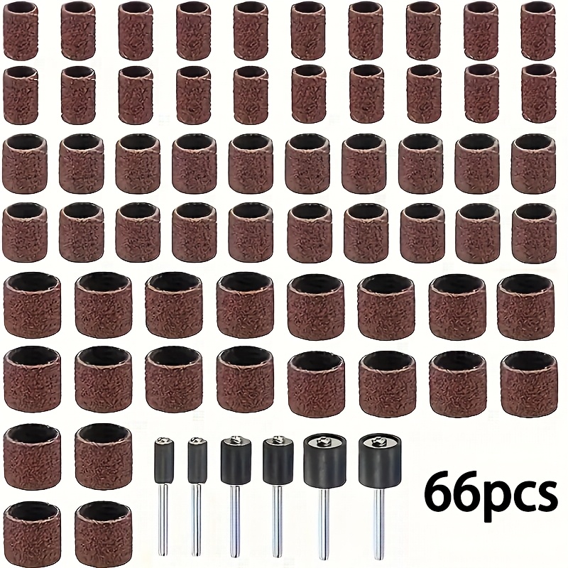 TEMU Kit de tambor de lijado de 21/66 piezas para taladro de y taladro eléctrico, que de tambor de goma, kit de cinta de lijado de 3.17 mm - para