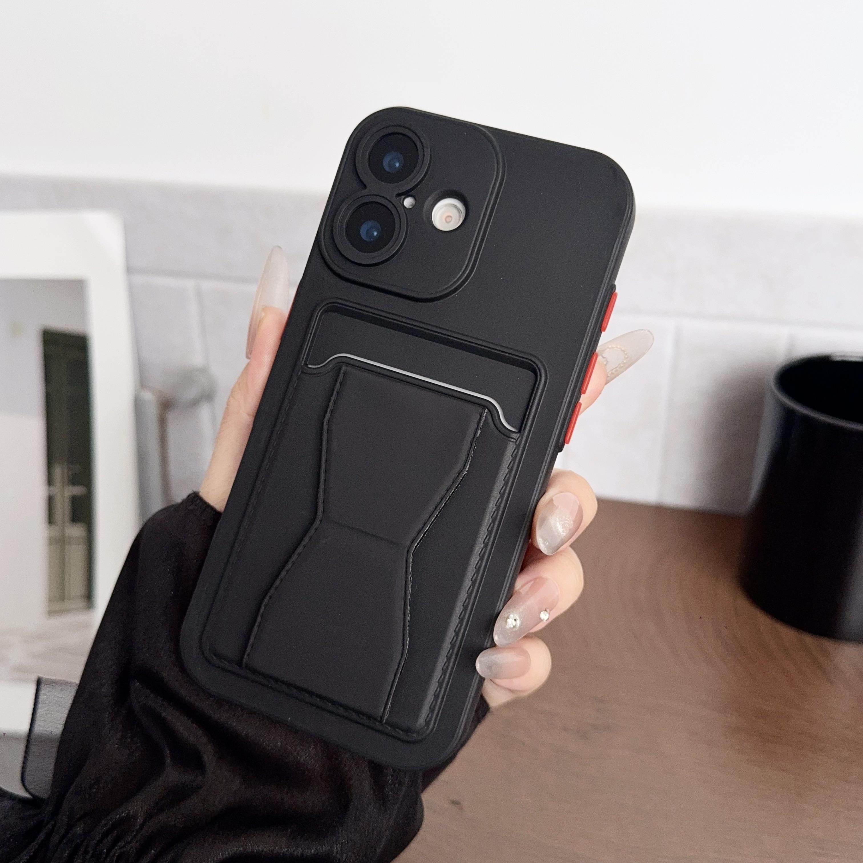 TEMU Phone Case - Hd Contrasting Color Card Holder Case For , Compatible With For Iphone 17, Air, 16e, 15, 14, 13, 12, Pro Max Phone Cover