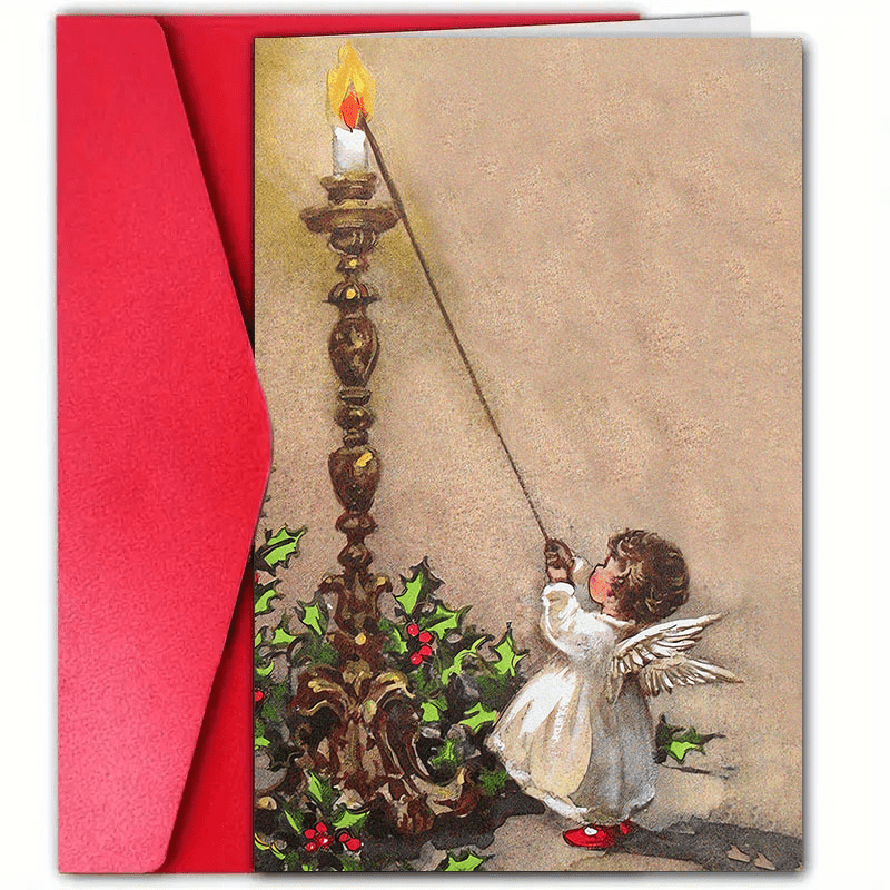 TEMU Tarjeta de Navidad de ángel, de papel de calidad con sobre, una tarjeta universal de adecuada para esposos, esposas, familiares y , ideal para