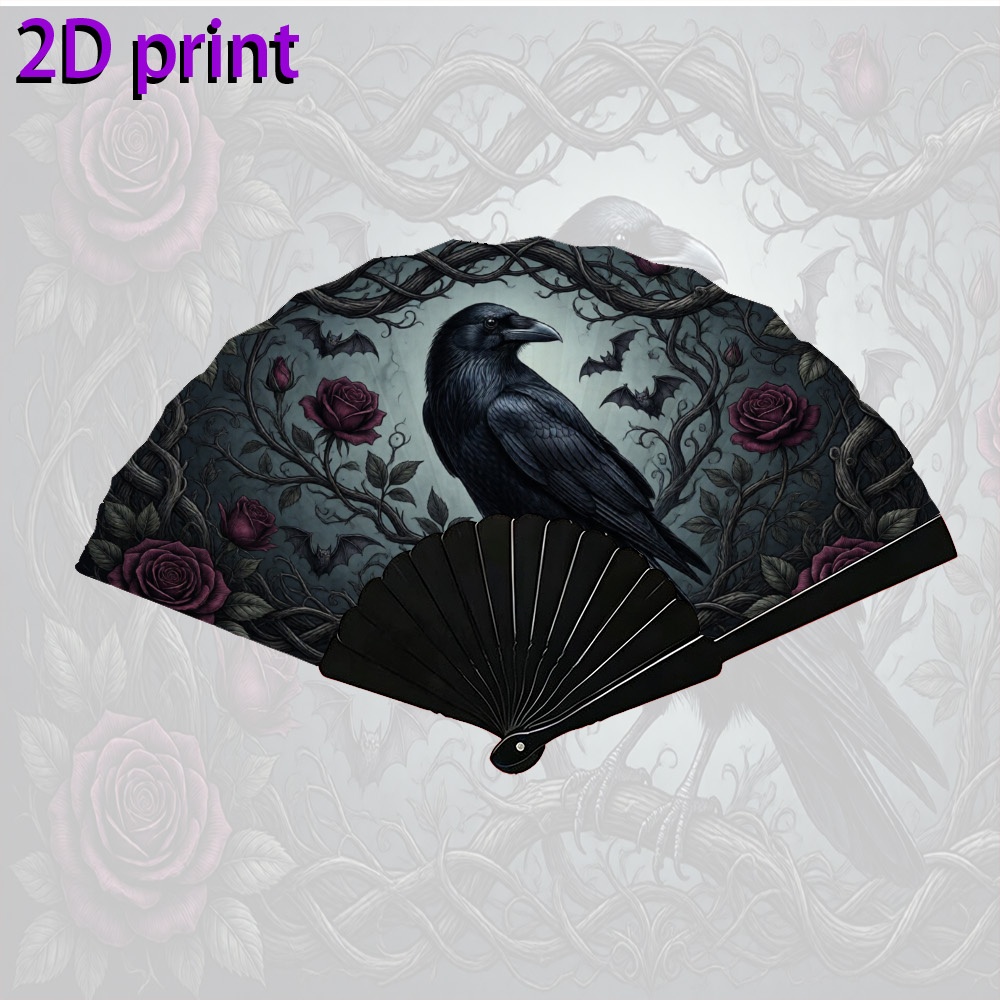 TEMU Handheld Folding Fan For Men And Women, Gothic Vine Frame - Perfect For , Photoshoots, Travel, Weddings, Parties, And Cosplay