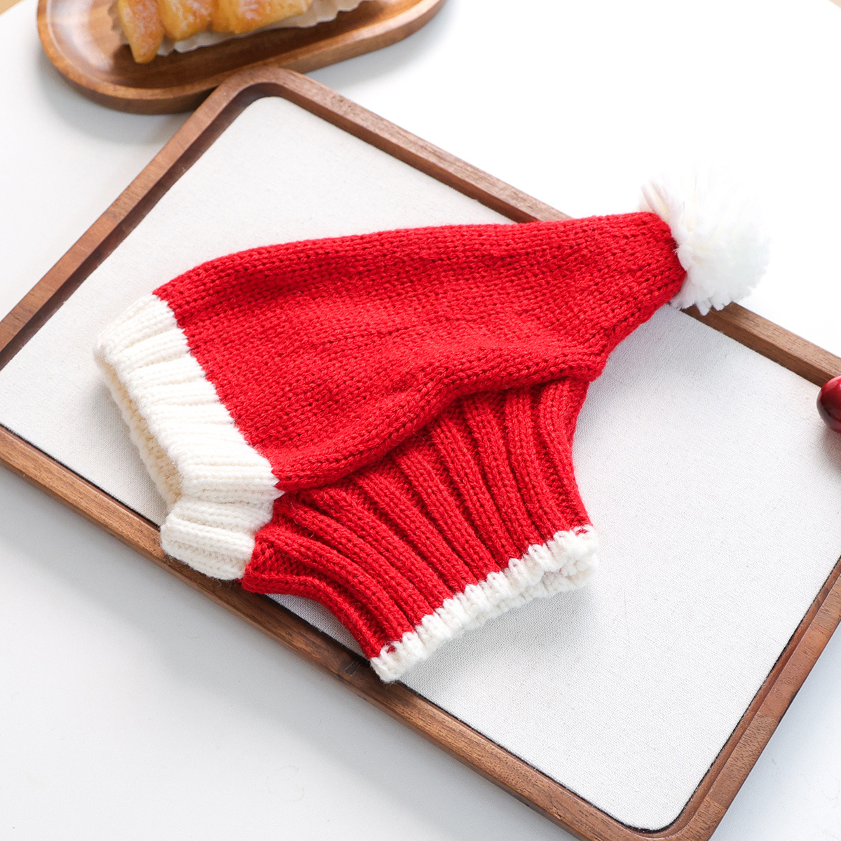 TEMU Pet Additions Small Dog Puppy Kitten Solid Color Pullover Knit Hat Warm Pointed Top Hat -