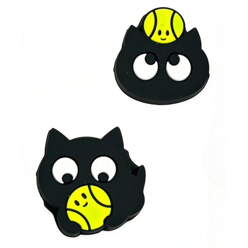 TEMU 2pcs- Cat Tennis Shock Absorber Black Cat Double-sided Embedded Silicone Dampener Anti-vibration Clip Tennis Racket
