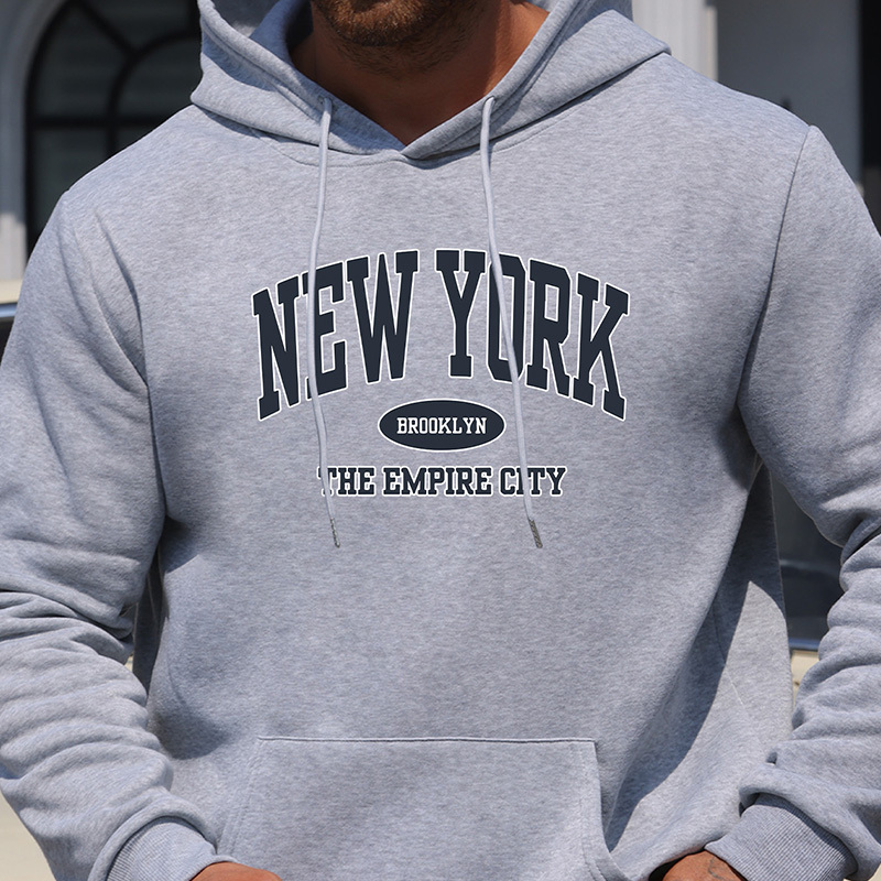 

Stylish Lettering Print Men's Hooded Sweatshirts, Trendy Hoodies, Comfortable Loose Style And Casual Hooded Sweatshirt For Men Wear