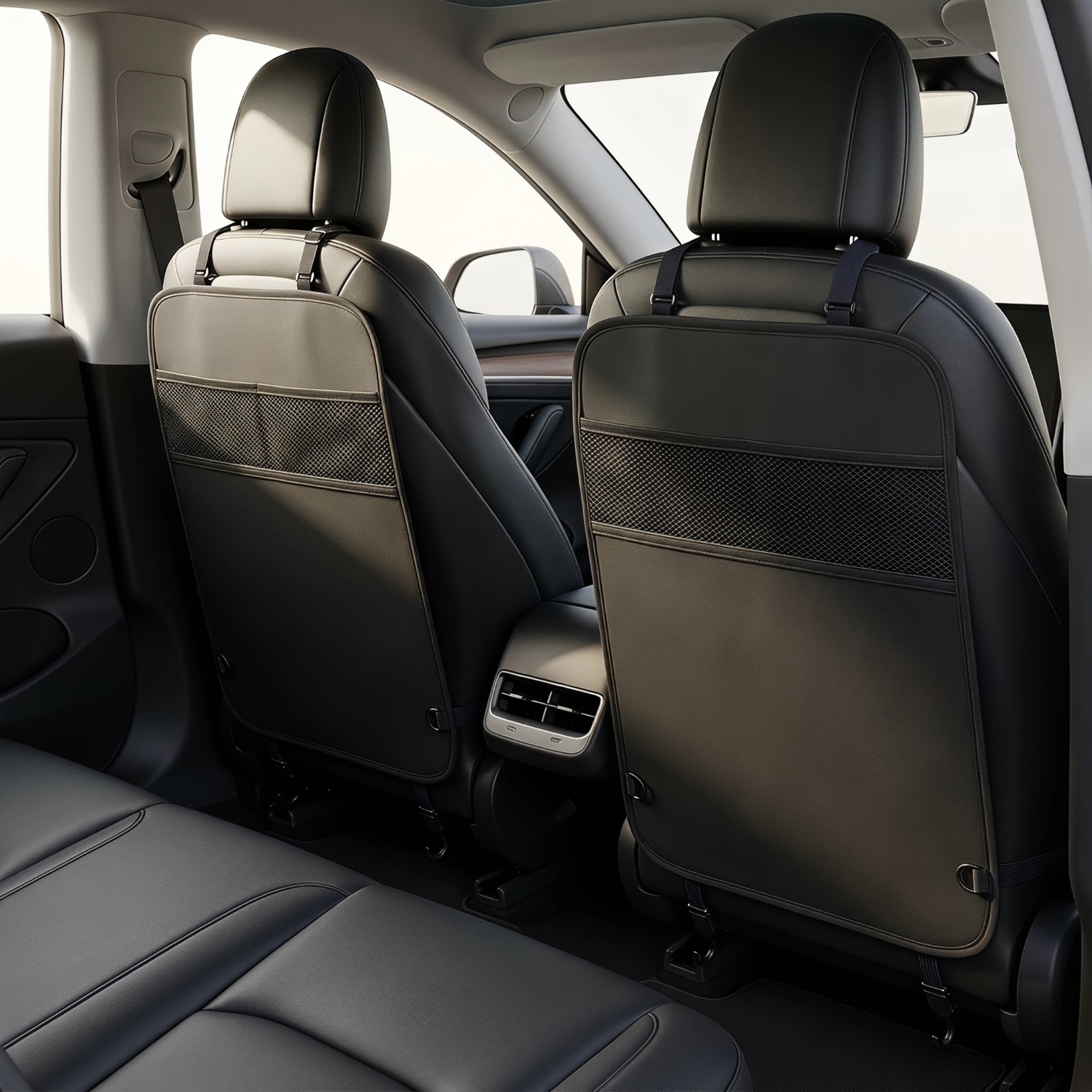 Image of 2-pack Car Seat Back Protectors - Reversible Kick Mats For Vehicle Seat Protection Cover For Cars, Suvs, And Trucks - Black