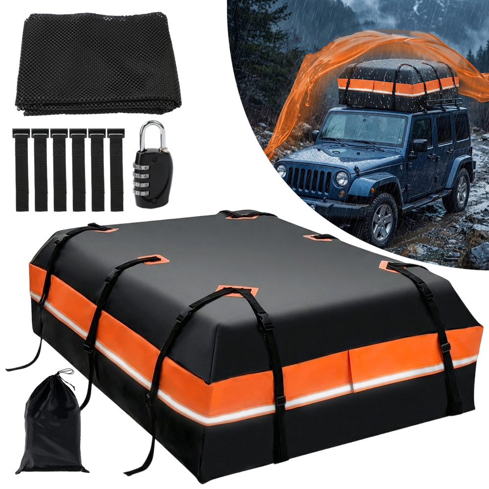 Image of Large Capacity Car Roof Storage Case Heavy Duty Rooftop Cargo Carrier Bag Foldable Pickup Suv Sedan Travel Accessories