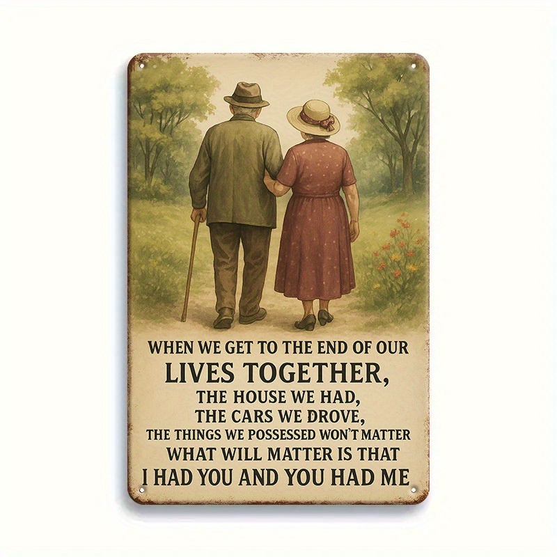 TEMU 1pc Of Vintage Tin Sign "when We The End Of " Romantic Quote - Country Wall Art, 8x12 Inches (20x30 Cm) Home Decoration, Suitable For Living