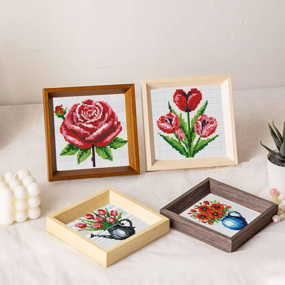 8pcs Cross Stitch Embroidery Flower Pattern Kit