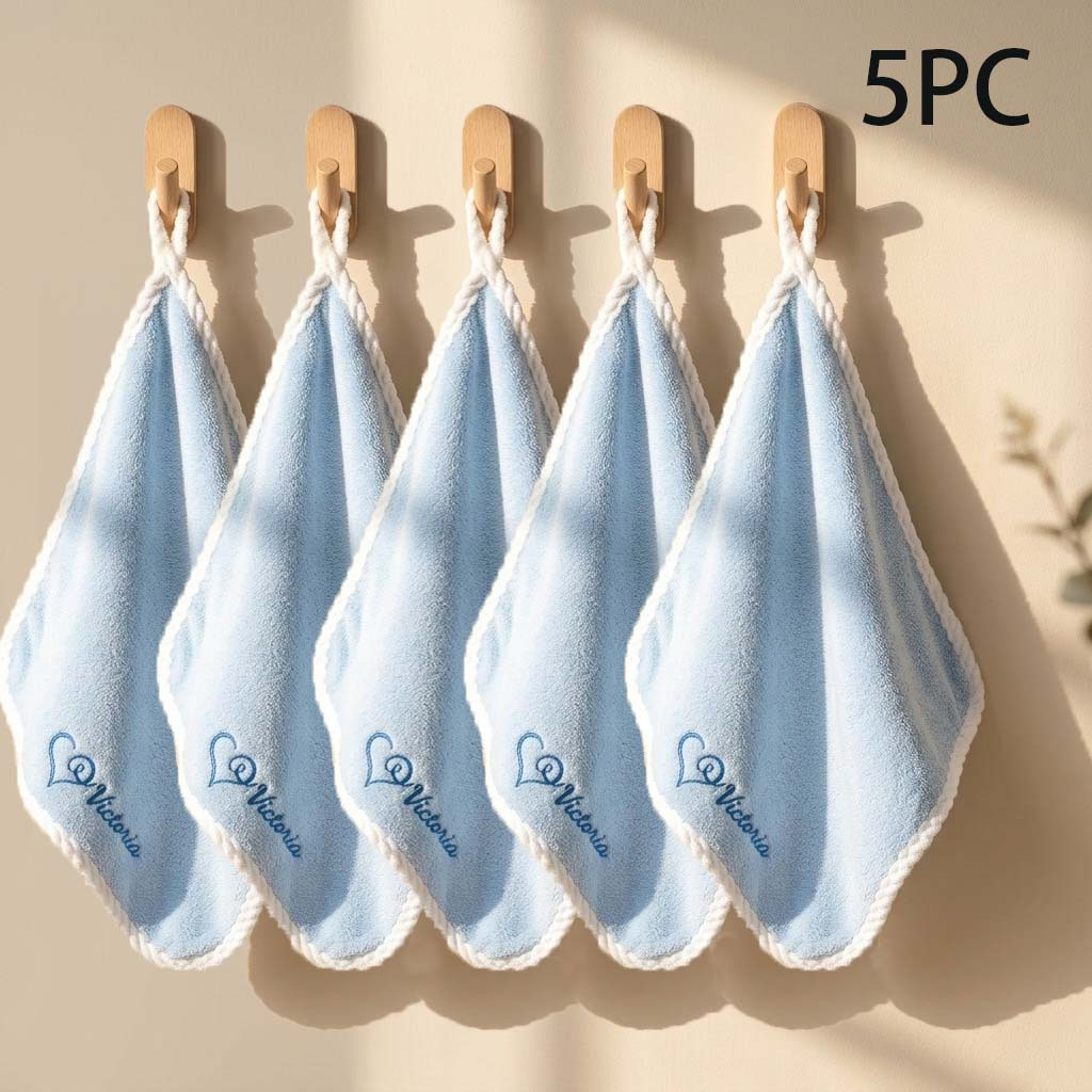 TEMU Set di 5 Asciugamani Personalizzati Ricamati - Testo Personalizzato/ Adatti per Casa, Asciugamani per ad Asciugatura Rapida con per Appendere,