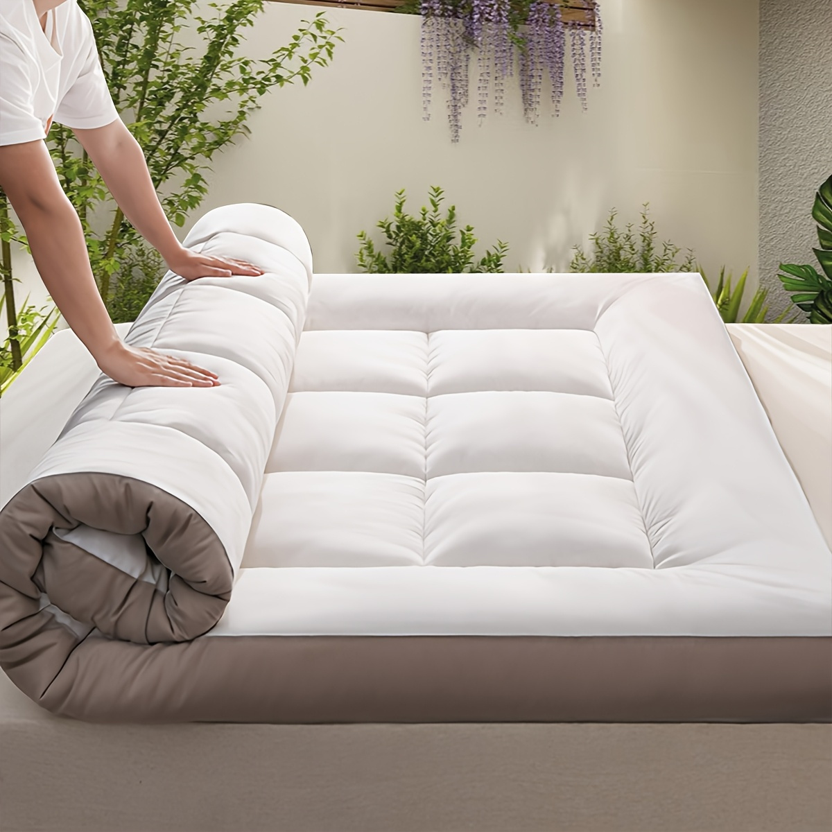 

Matelas matelassé de luxe - super , respirant, épais pour un confort ultime | tout , design léger pour le camping en | lavable en machine pour les 4 printemps, été, automne et hiver