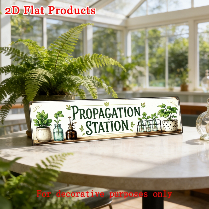 TEMU 2d Flat - [2dflat], 1pc 40x10cm- Propagation Station Plant Lover Metal Tin Sign 16x4 Inches, Green Plant Vintage Wall Plaque, Garden Greenhouse