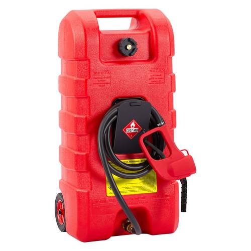 1 pack gallon hdpe with rolling wheels hand siphon pump and 10 inch hose portable storage and transfer tank for lawnmower
