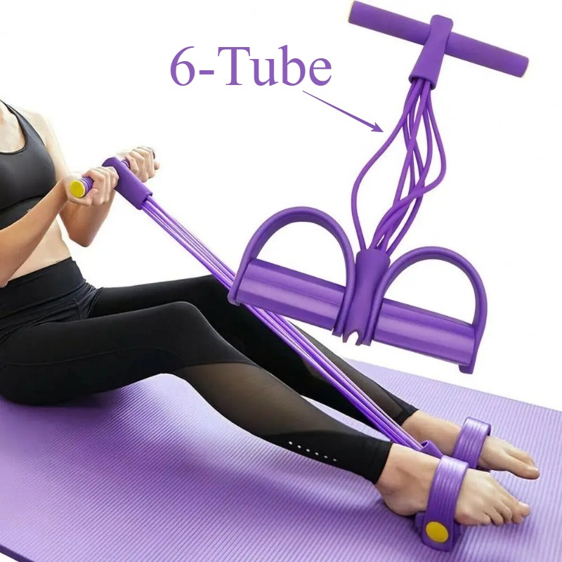 TEMU Bande de résistance élastique à 6 tubes pour pédale de yoga - Corde de traction à pédale multifonctionnelle, traction de cheville à pédale,