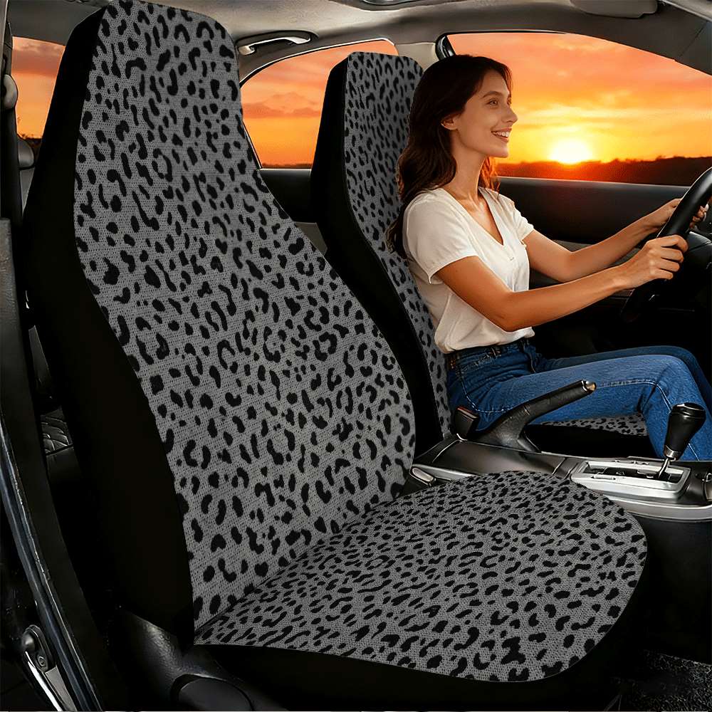 Image of 2pcs Print Car Seat Covers Suitable For Front Seats, High , Material, Suitable For Cars, Suvs And Trucks, Women' Accessories, Christmas Eve Scares, Halloween, Special Promotion Clearance.