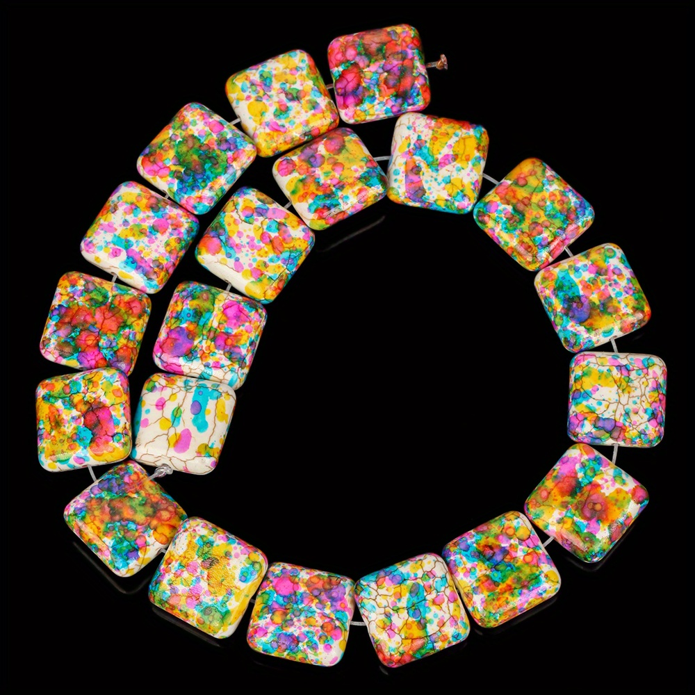 TEMU Perline in 20mm 18 pz, perline turchesi colorate a forma quadrata per creazione di gioielli, braccialetti fai da te, collane, accessori