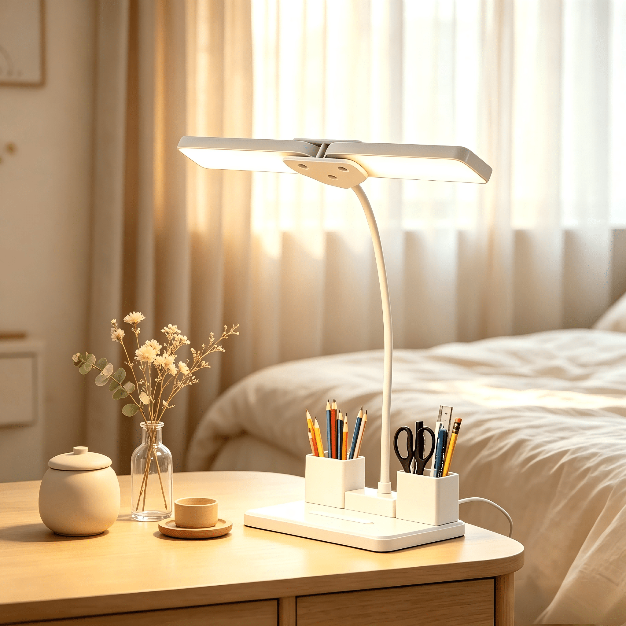 Dual-Head Bendable Gooseneck LED Desk Lamp