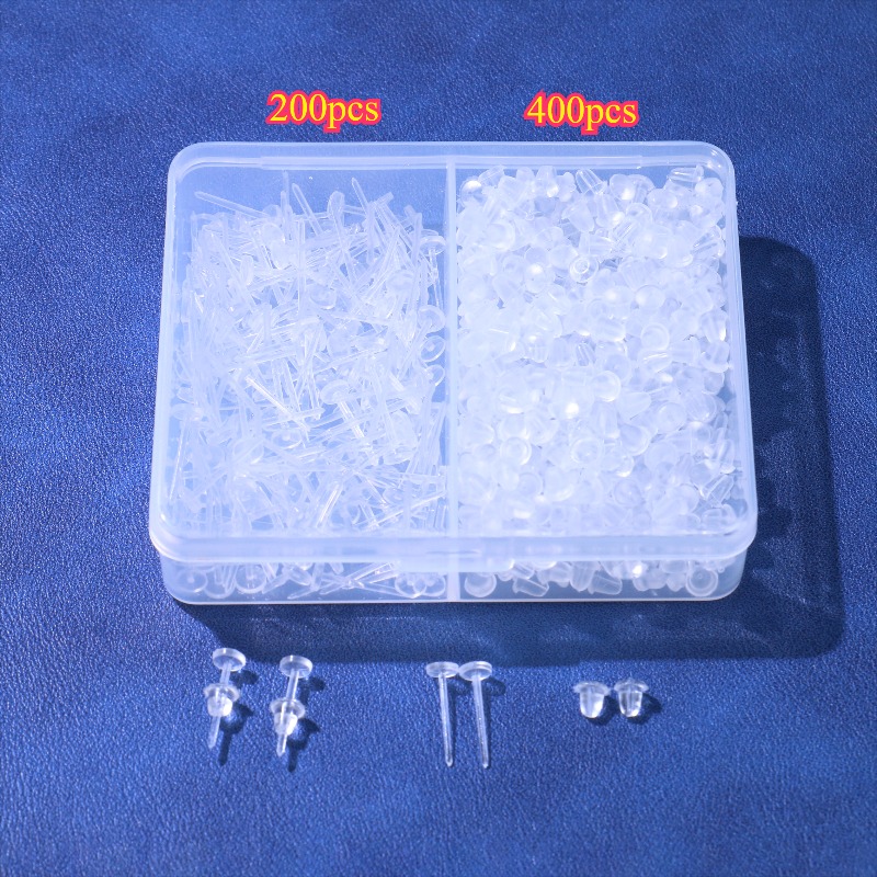 TEMU 600 Piezas de Postes y Cierres de Aretes de Plástico Hipoalergénicos con de Almacenamiento para Hacer Aretes DIY, Postes, Cierres y Accesorios,