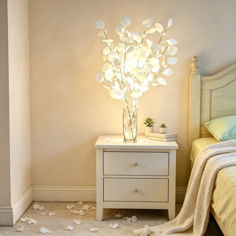TEMU Branche de feuillage de LED, 30 lumières LED pour arbre artificiel - Parfait pour chevet de chambre, décoration de bureau, mariages, fêtes,