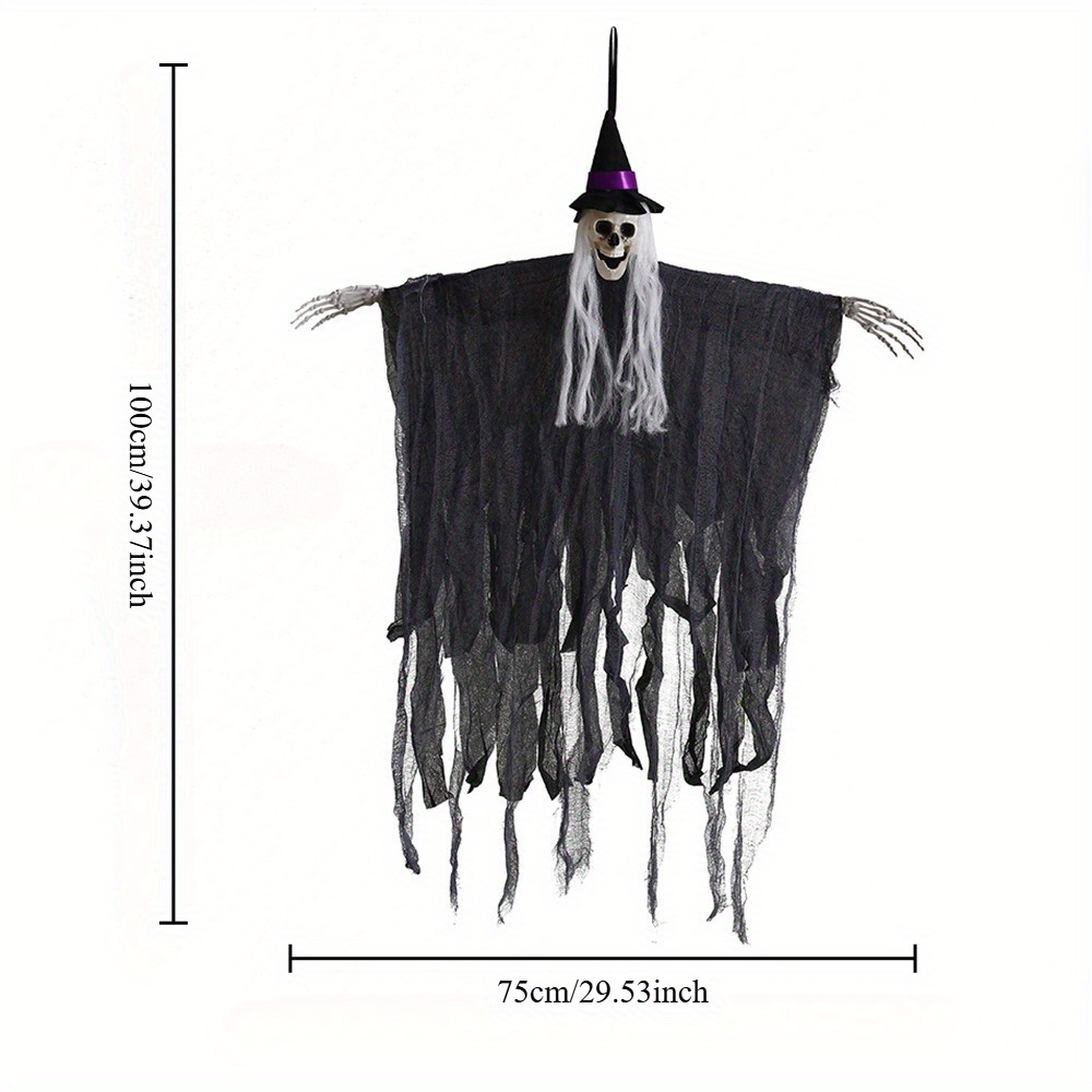 Image of Haunted With Hat Halloween Decoration, House Prank Door Hanging For Outdoor Yard Decorations