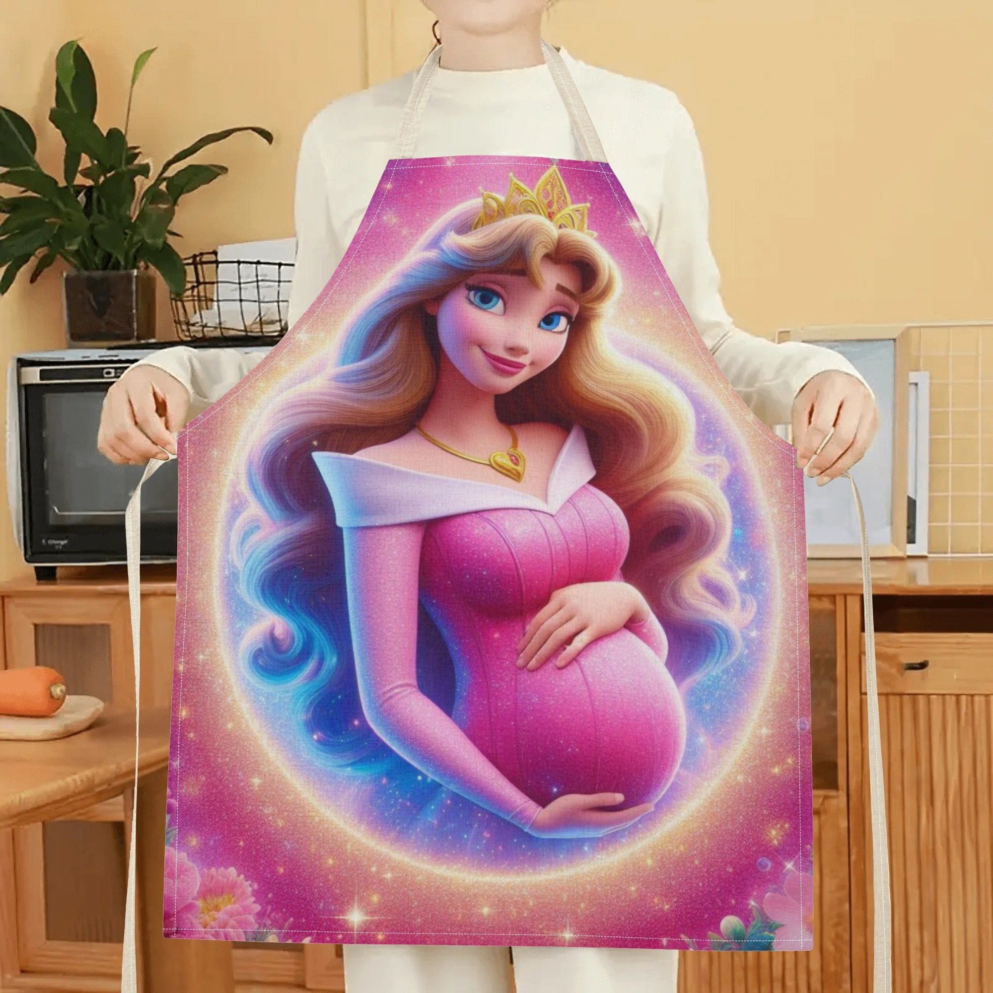 disney  -themed waterproof apron - vibrant cartoon princess print,   polyester, ideal for home, restaurants, cafes & supermarkets, restaurant apron|vibrant apron|waterproof polyester details 5