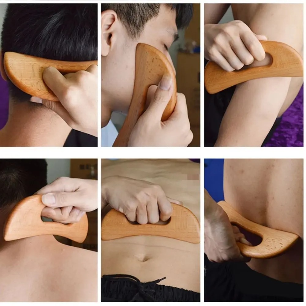 1 herramienta de Gua Sha | Tabla de masaje de madera para, raspado corporal universal que incluye cintura, hombros, cuello, cabeza, piernas | Masaje cervicoespinal perezoso