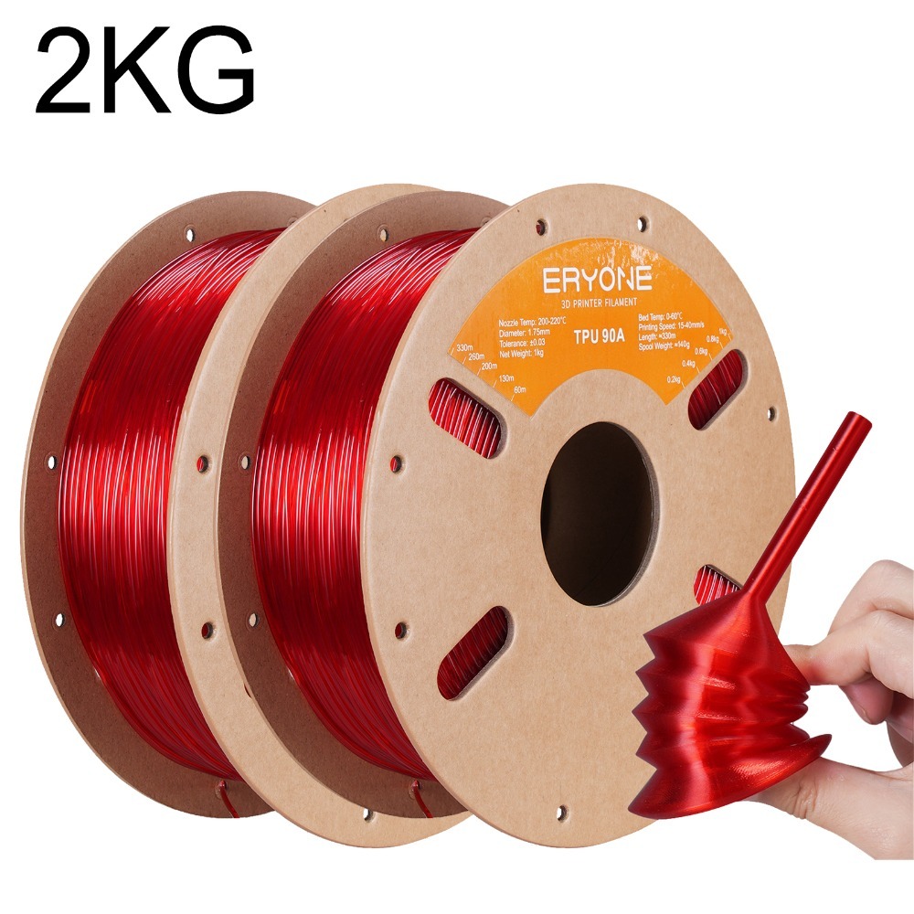 2 Rolls Eryone Tpu-90a 3d Printer Filament - High-precision Suitable For 3d Printers, 1.75mm Wide Compatible For Fdm/lmd/sla, Easy & Transition, Tpu Material For Hobbyists, Professionals, Schools, Use
