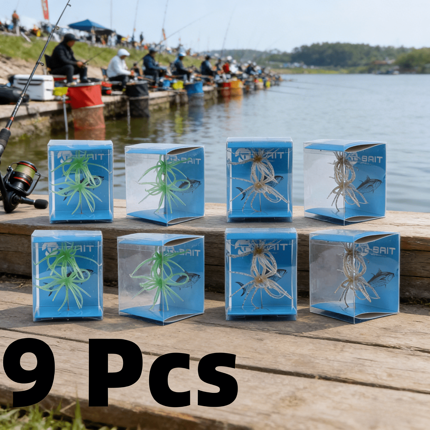 TEMU 9pcs Random Color Universal Soft Tpe Lures, Realistic Tentacle Floating Crab Lures, Suitable For Saltwater Deep Fishing, Beach Fishing, And