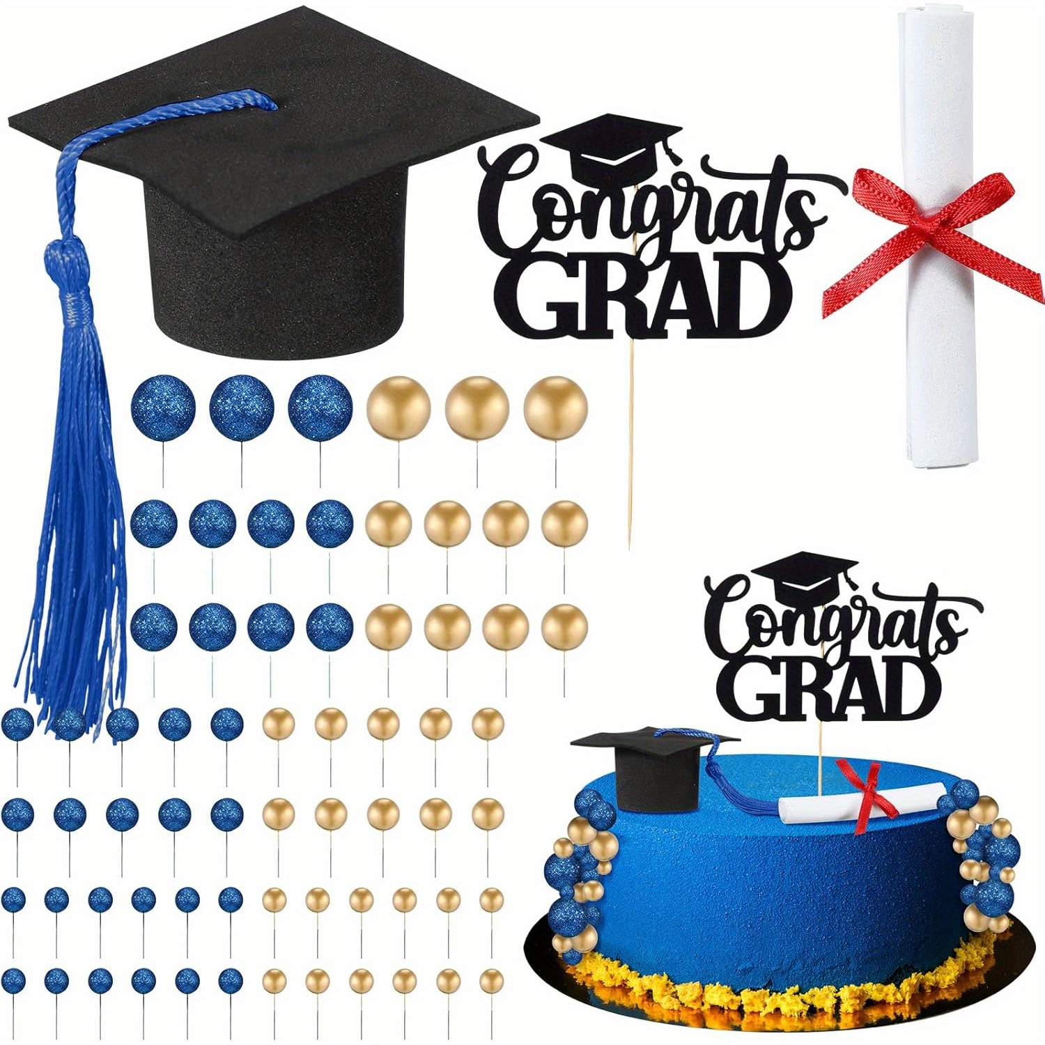 Mini Grad Cap STOBOK 20Pcs Mini Graduation Hats Graduation Cupcake ...