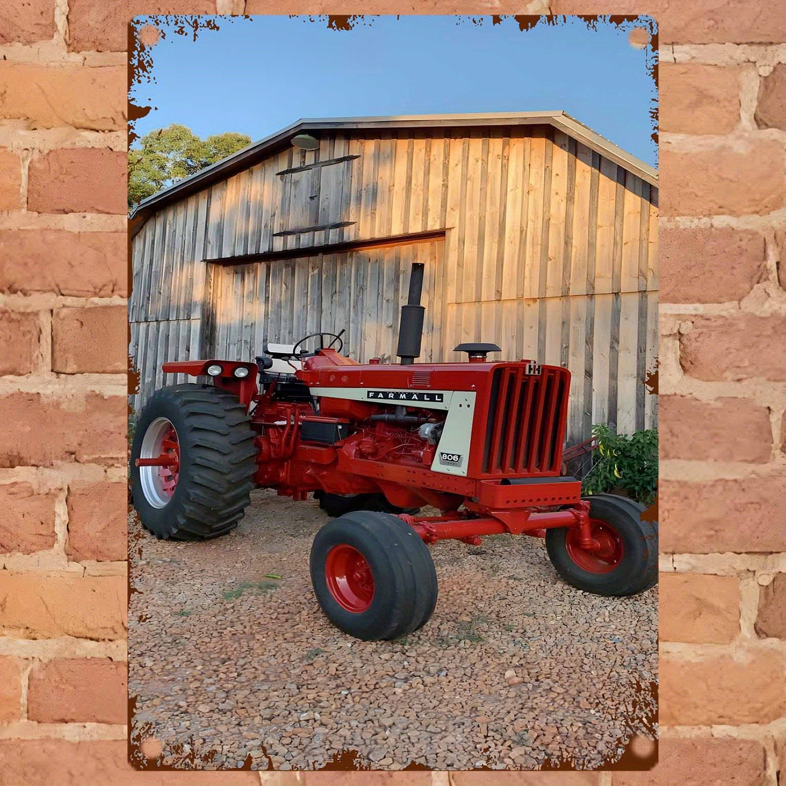 

1pc Vintage Farm Tractor Metal Wall Sign, 8x12inch Retro Tin Plaque, Horizontal Oblong Iron Poster, Farmhouse Decor For Home & Garage