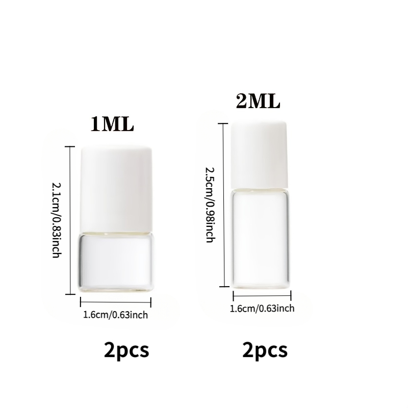 TEMU 4pcs Small Glass Roller Ball Set For Bottles, 1ml Roller Ball Capacity 0.03oz, 2ml Roller Ball Capacity 0.06oz, 2mm Ball Design - Ideal For