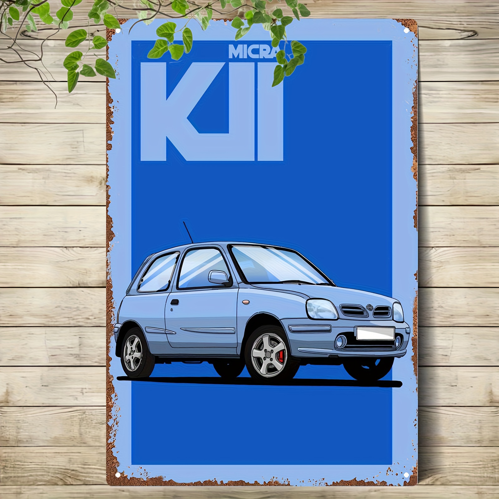 TEMU 2d Flat - 1pc Kii Compact Car Metal Wall Art Sign | Tin Frameless Bar Plaque For Home, Office, Club & Outdoor Decor - Classic With Red Accents,