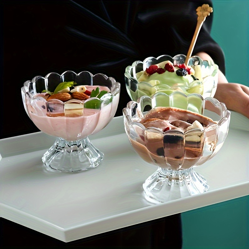 thickened crystal glass high footed dessert cups + cherry - Temu Canada
