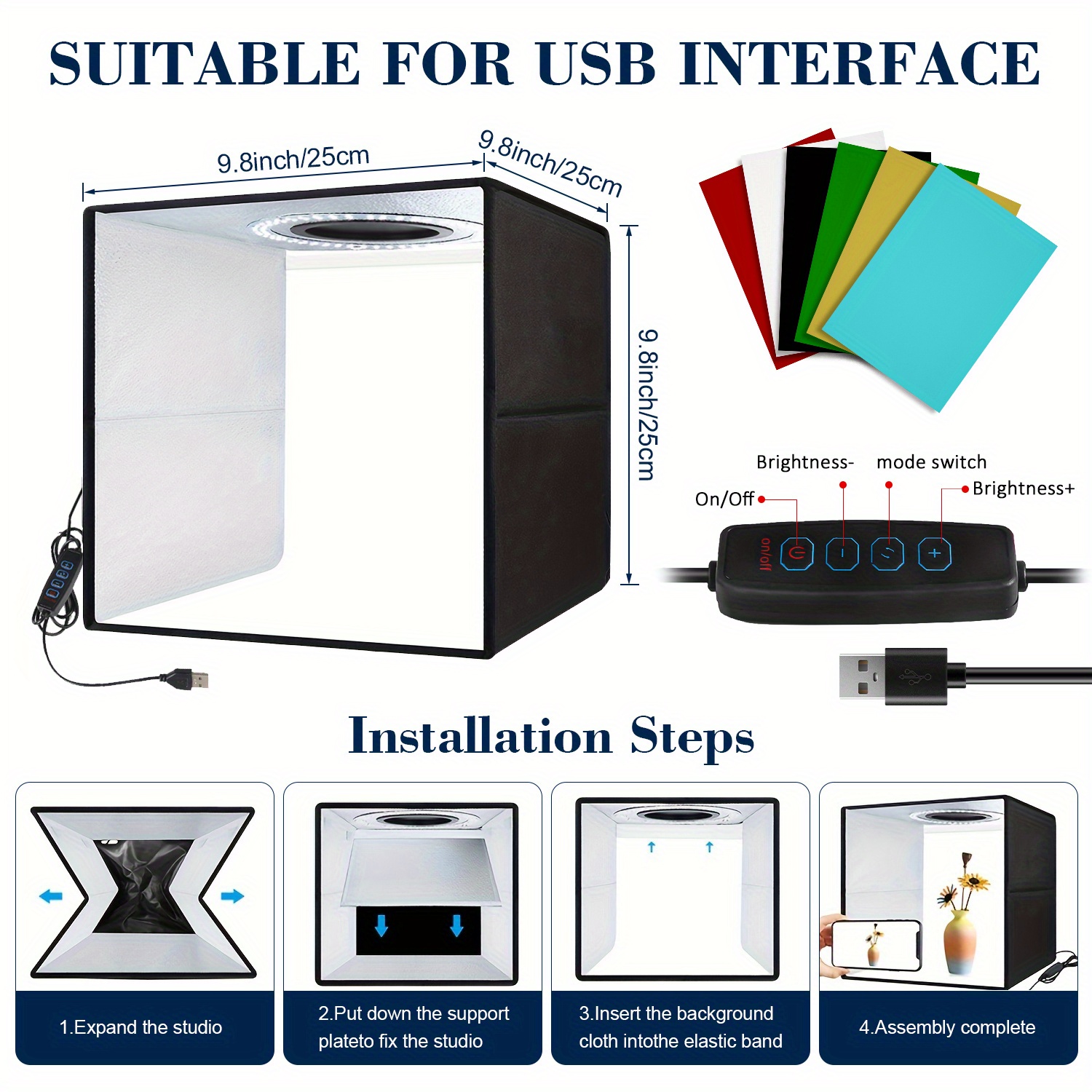 portable mini photography studio light box 112 led Temu