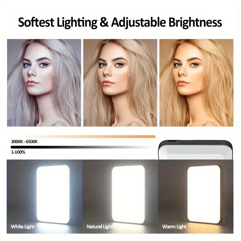 luz selfie recargable de 90 led con batería de 1800mah   niveles de  , ideal para cámaras, smartphones, cámaras de acción, configuración, filmación, maquillaje y vlogging Detalles del producto 4