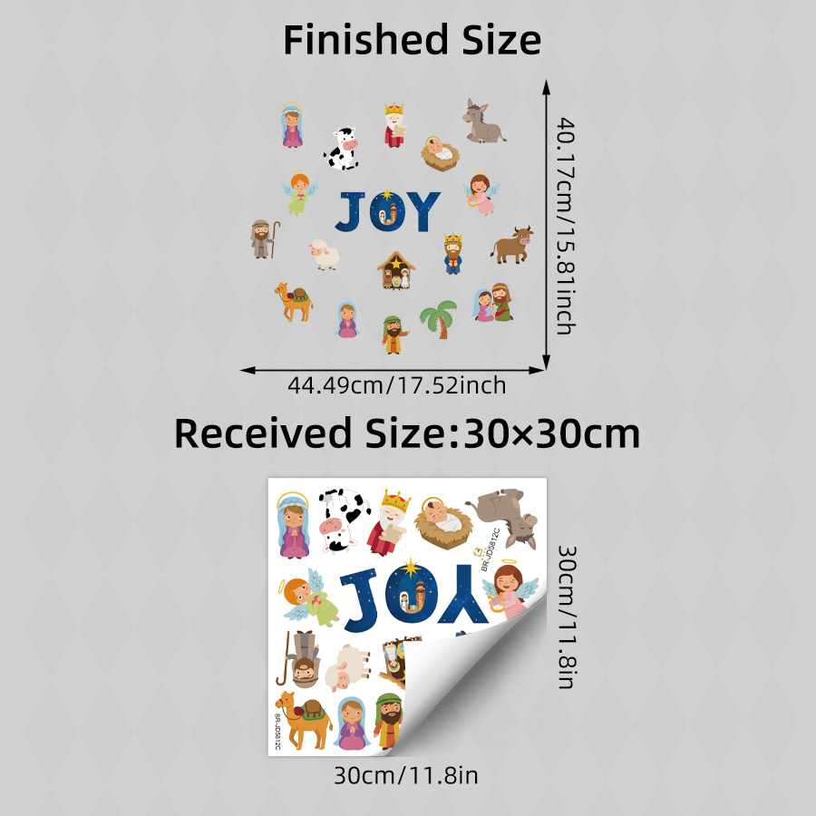 TEMU 1pc Christmas Nativity Window Clings, Static Window Decals, Bible Story Stickers For Kids, Washable Glass Stickers For Home Church School Xmas