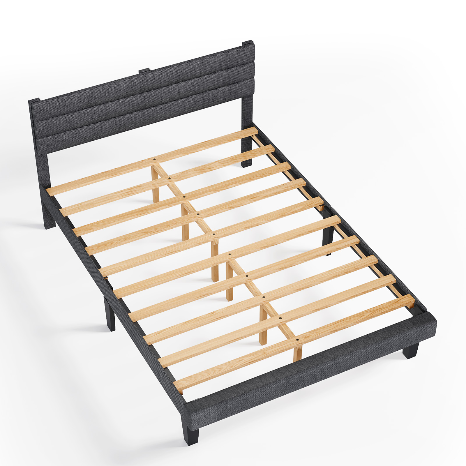 Modern Bed Frame With Adjustable Headboard - Heavy-duty Metal Platform Bed Suitable For Queen Size, Dark Gray, Easy Assembly, Quiet Support System & Sturdy Bed Slat Design