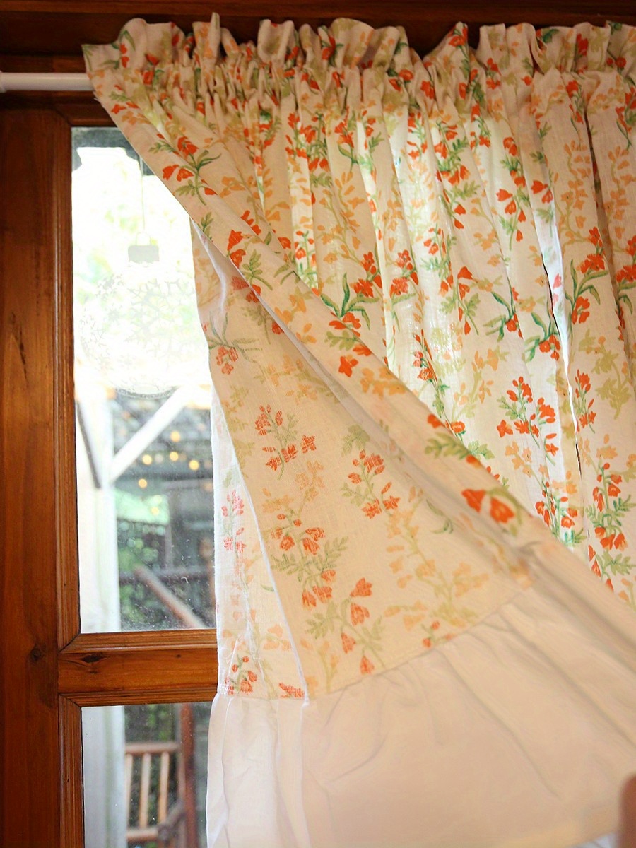 1pc french country floral semi blackout rod pocket curtain - Temu, image size:800x1067