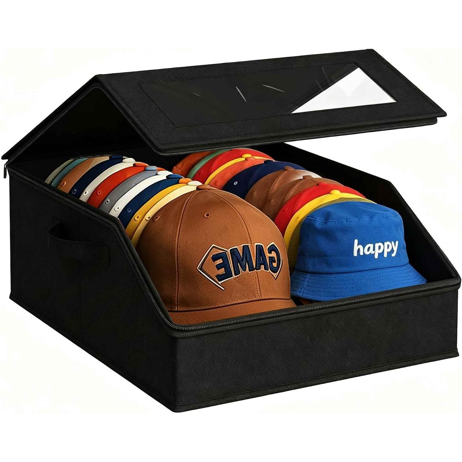 TEMU Boîte de rangement pour casquettes de baseball 2-en- capacité Organisateur Peut contenir 48 casquettes Support de casquettes empilable avec