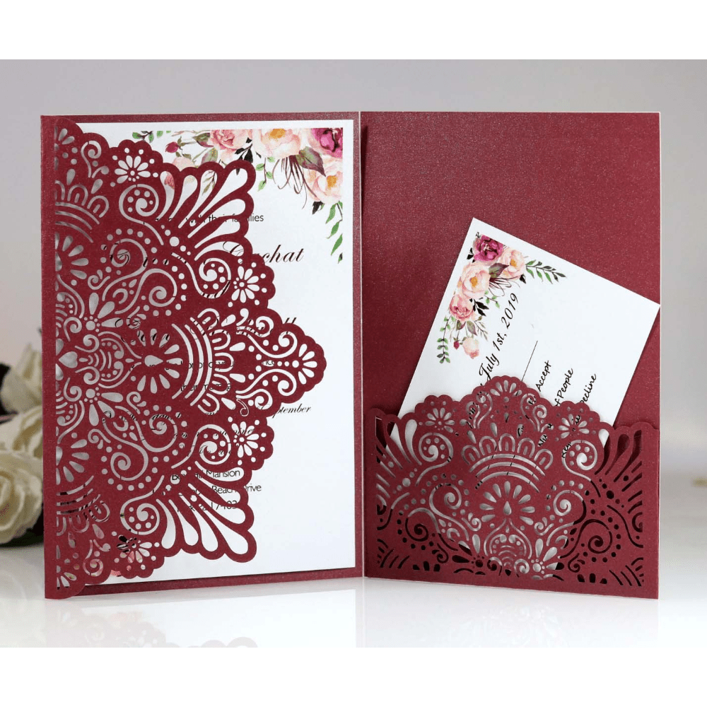 laser cut invitation sleeve sold on Temu United States