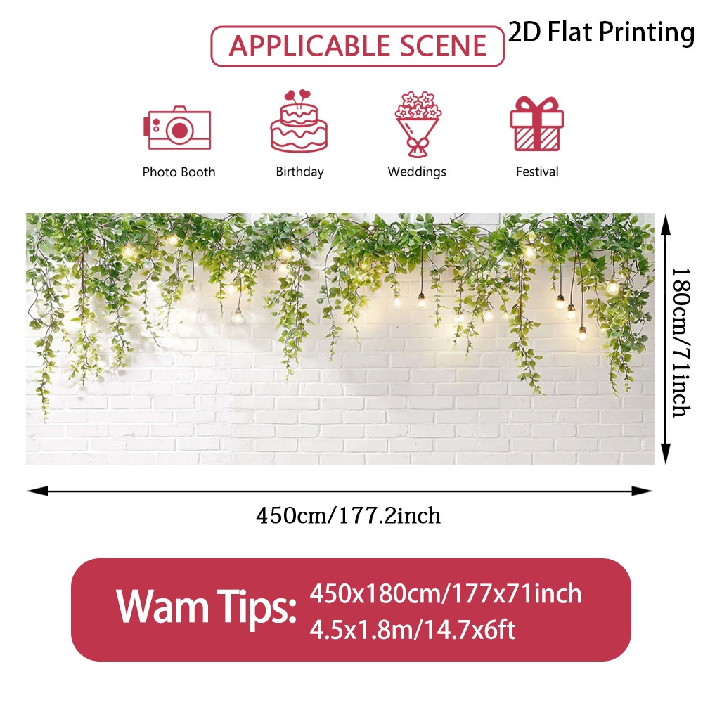 TEMU (2d Flat) 1pc Wedding Hanging Greenery Vines Garage Door Banner, Decorative Fence, , Polyester Fiber, Suitable For Fence & Wall Decoration,