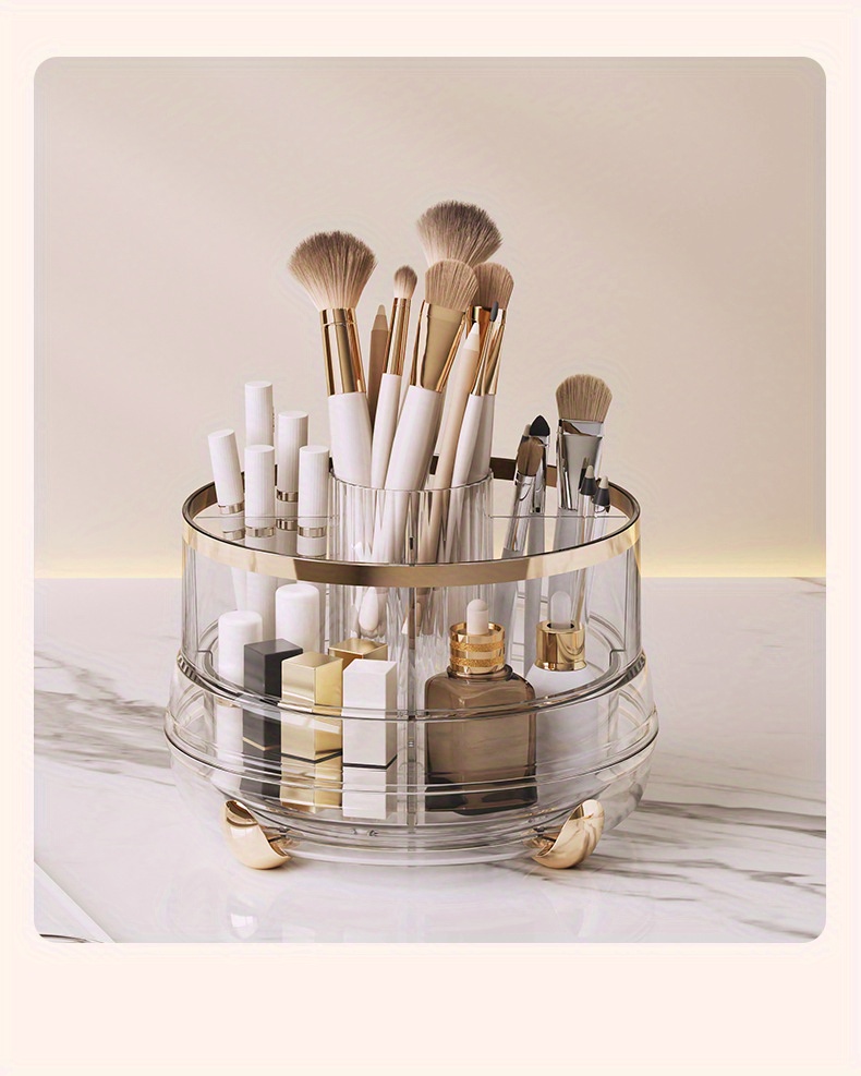 premium rotating makeup carousel   cosmetic organizer with sealed cover precision compartments for brushes lipsticks brow pencils luxe vanity centerpiece Product details 16
