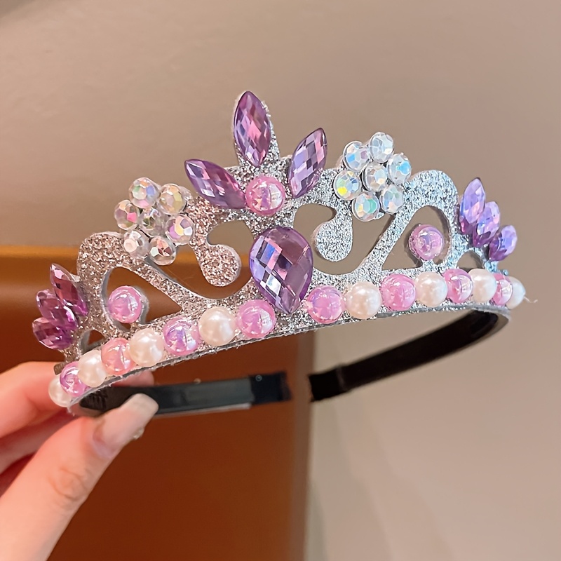 E-shop 1 Prinzessinnen-Kronen-Stirnband, modisches Party-Haar-Accessoire, niedliches Strass-Kopfschmuckstück, perfekte für Feiertagsgeschenke,