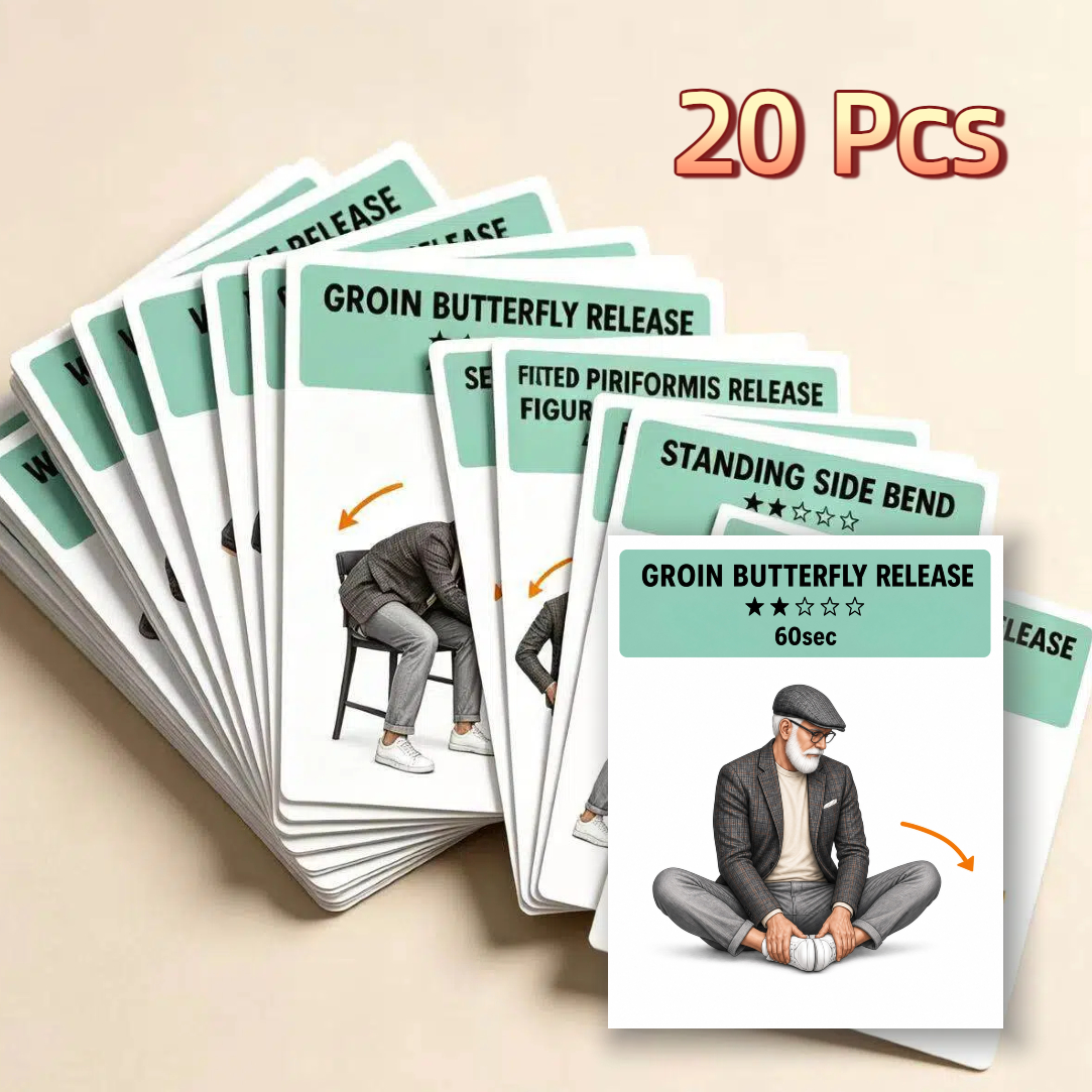 TEMU 20pcs Elderly & Middle-aged Stretching Postcards Suitable For Home Workouts, Full-body Poses Guide With Step--step Exercises, Relaxation Cards